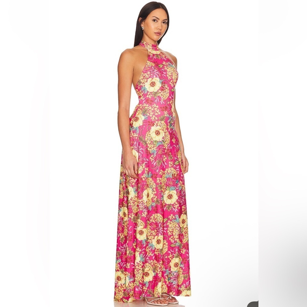 Nwt Agua Bendita X Revolve Darmi Maxi Dress In Pink Foulard Floral - Size Medium